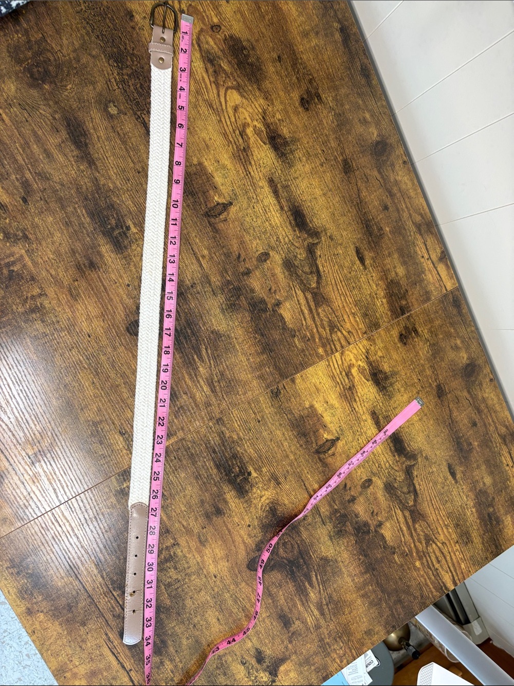 Neutral Beige Woven Strap Belt - Unbranded